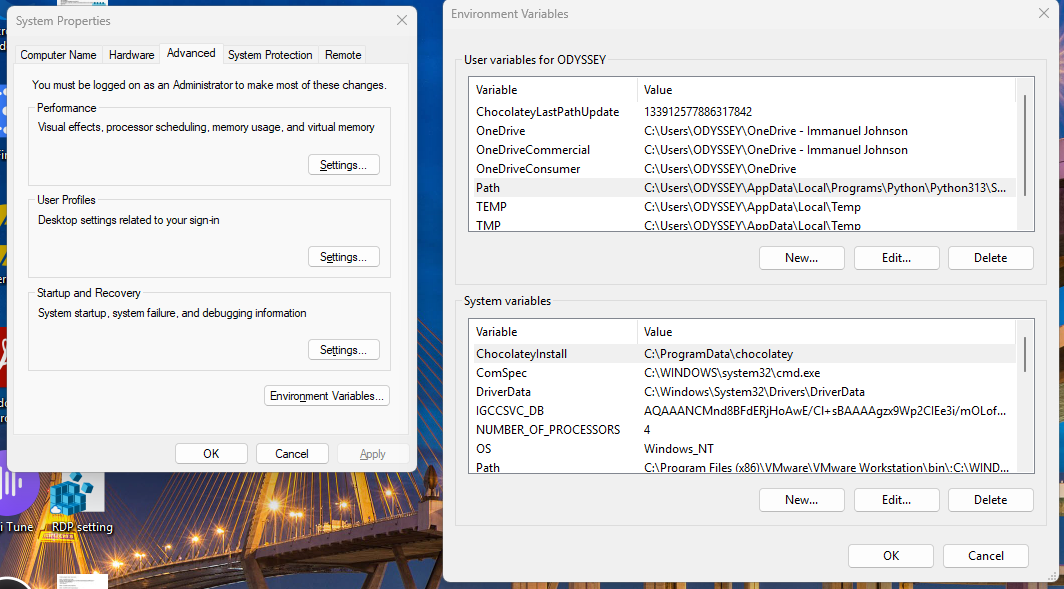 System Enviroment Variables